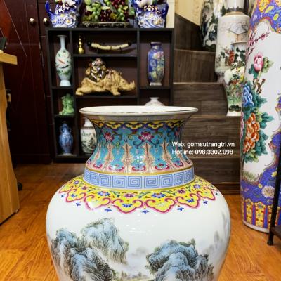 Bình Sứ Xương họa tiết Sơn Thủy